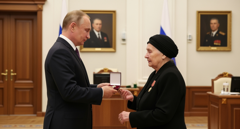 Путин вручил вдове дважды Героя России Гудкова вторую «Золотую Звезду» — адмирал погиб в Курской области