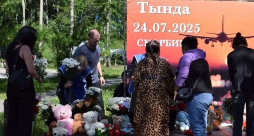 В Тынде люди несут игрушки и свечи в память о 48 погибших в катастрофе Ан-24
