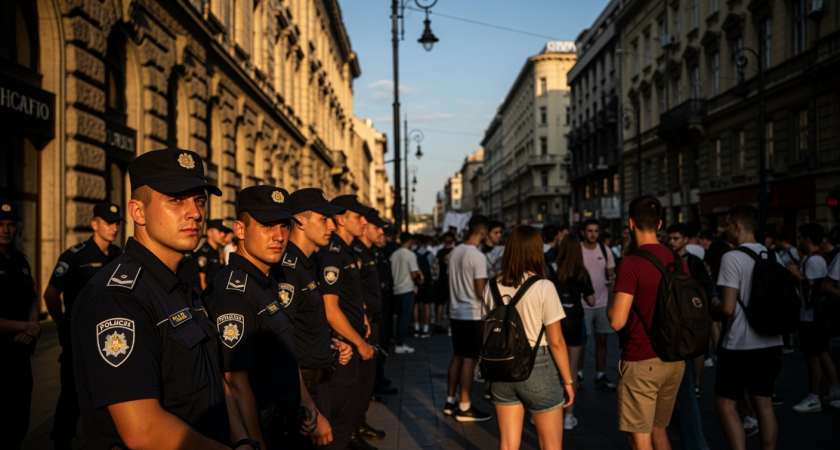 Десять автозаков и жандармерия против студентов: в Нови-Саде началась толкотня у философского факультета