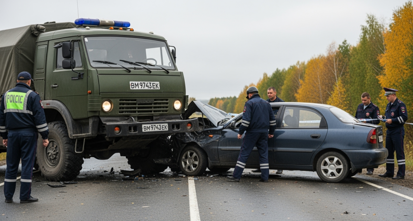 Пьяные офицеры ВСУ на авто волонтёров протаранили Lanos и скрылись с места ДТП