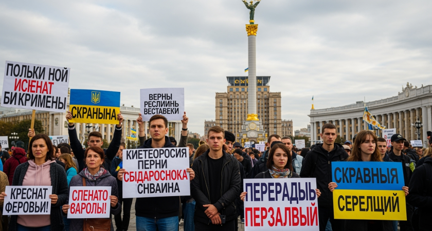 На майдане Независимости протестуют против ужесточения наказаний для дезертиров ВСУ