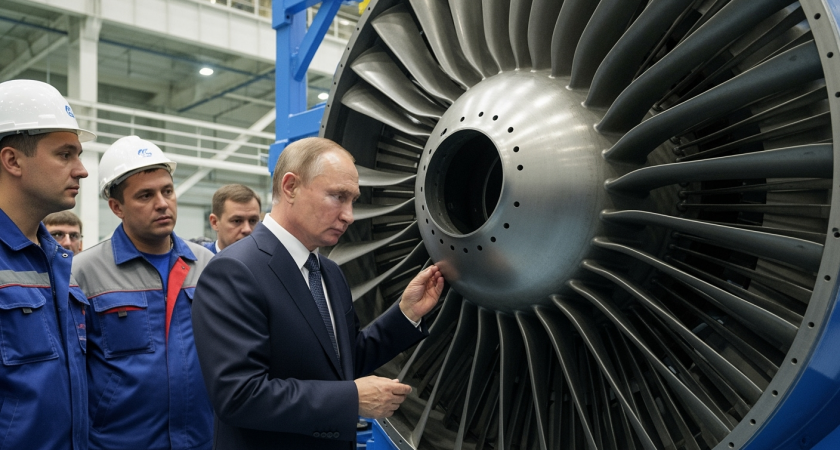 Путин осмотрел 20-килограммовую лопатку российского авиадвигателя ПД-35 будущего