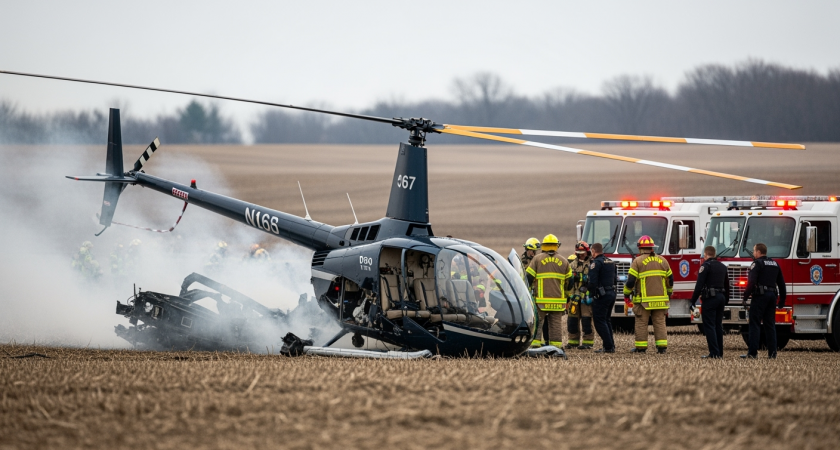 Robinson R66 разбился и загорелся у аэропорта в Миннесоте — погибли все пассажиры
