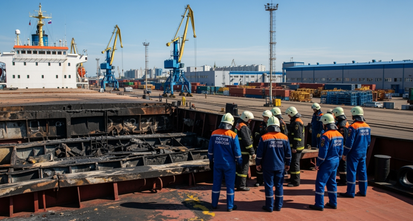 Пожар на судне в Приморске потушен после атаки 30 дронов на Ленобласть