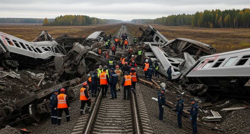 В Амурской области сошел с рельсов укладочный поезд: двое железнодорожников погибли