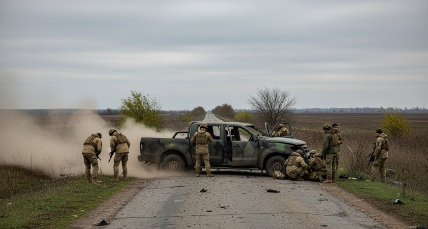 Дроны "Южной" группировки уничтожили пикап ВСУ с военными в рейде по тылам под Северском