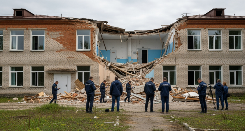 СК возбудил дело о халатности после обрушения 87-летней школы в Татарске