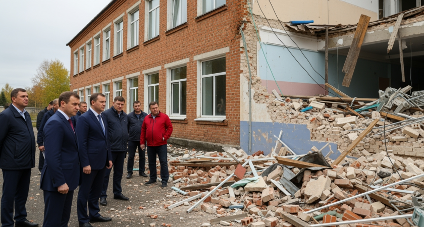 Губернатор Новосибирской области пообещал жесткие решения после обрушения 87-летней школы в Татарске