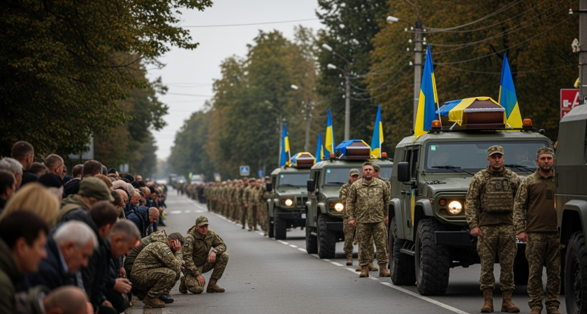 Киевский режим законодательно обязал украинцев вставать на колени перед кортежами убитых ВСУшников