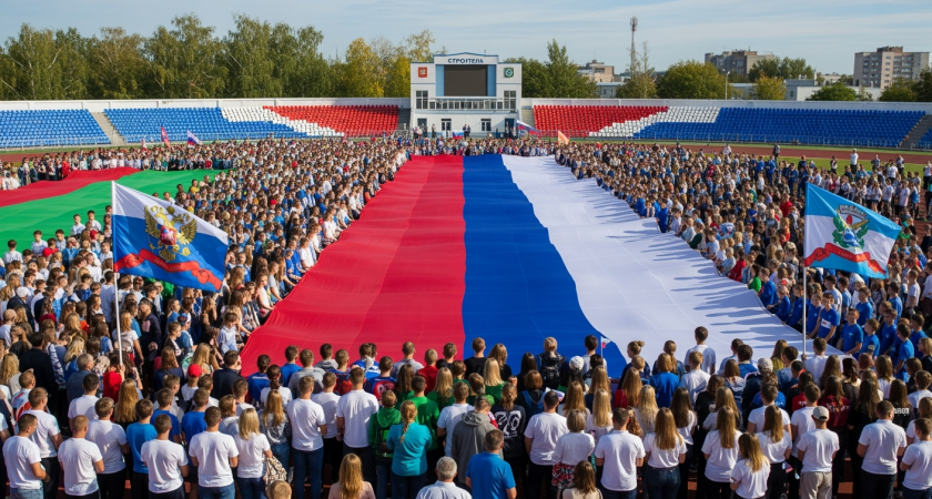 В Геническе развернули 31-метровый триколор в годовщину вхождения Херсонской области в РФ