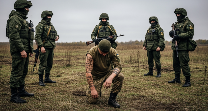 Боец 225-го ОШП ВСУ с тату "лучше умереть стоя" сдался на коленях российским морпехам
