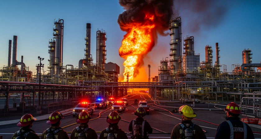 Взрыв на крупнейшем НПЗ Chevron в Калифорнии угрожает топливным поставкам для 40% авиации