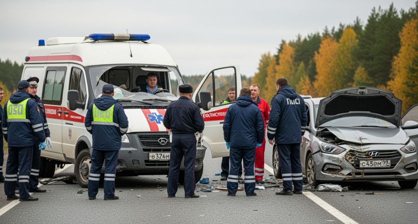 Скорая помощь столкнулась с Hyundai на трассе М-9: пострадал медперсонал