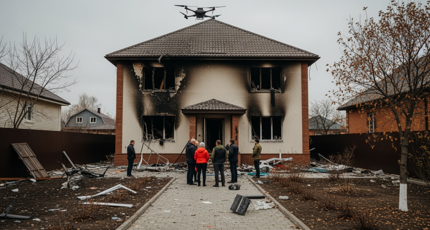 В Ростовской области сбитый БПЛА поджег двор и разбил окна частного дома