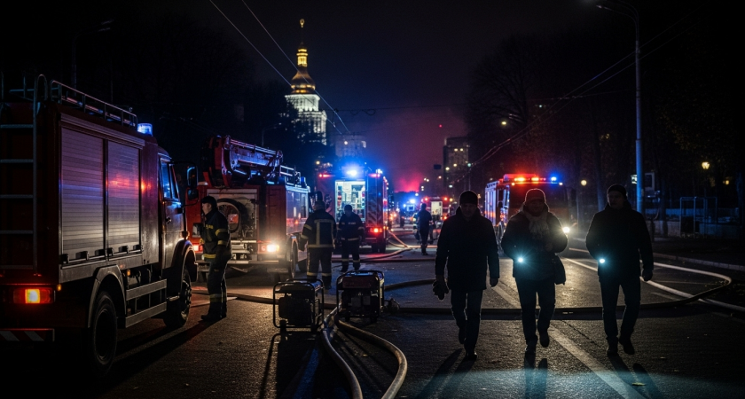 Удар по ТЭЦ-6 погрузил весь Киев во тьму: момент взрыва попал на видео