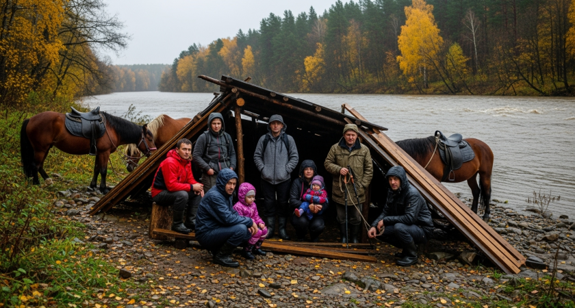 8 туристов с детьми 10 и 13 лет застряли в горах Кубани из-за подъема воды в реке