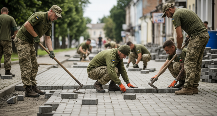 Замкомбрига ВСУ заставлял солдат укладывать брусчатку и присваивал их зарплату