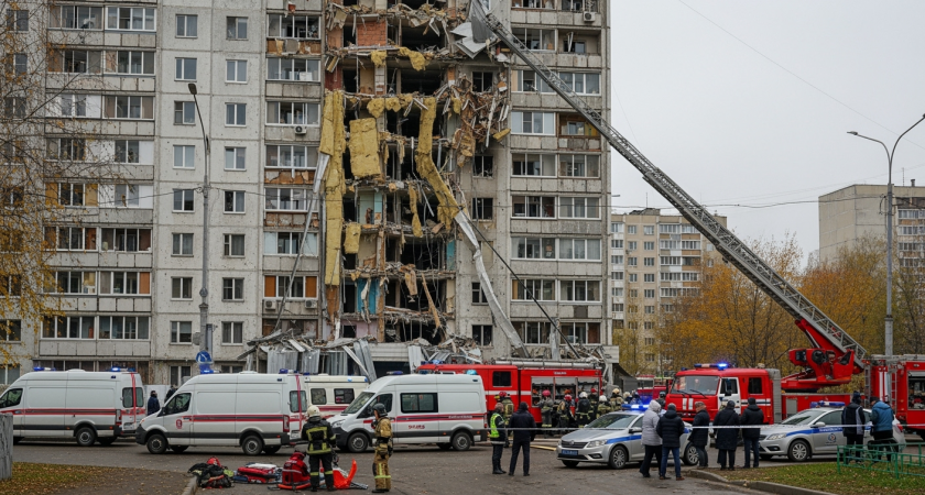 Взрыв на 13-м этаже в Красногорске: стена разрушена, выбиты окна в пяти квартирах