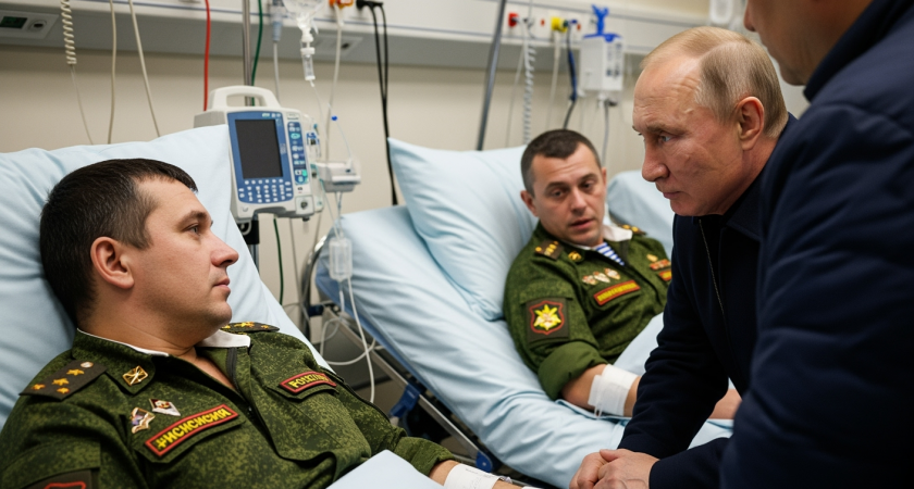 Путин привез в военный госпиталь иконы со следами от пуль и осколков