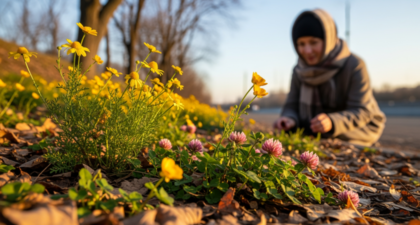 Краснокнижная пупавка зацвела в Москве в ноябре вместо августа