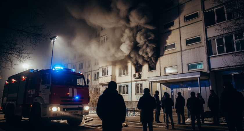 Густой дым из окна: ночной пожар в многоэтажке на Еременко всполошил Волгоград