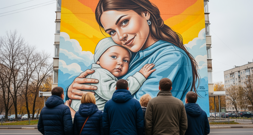 Мать с ребенком на 248 квадратах: в Казани напротив перинатального центра появился гигантский мурал