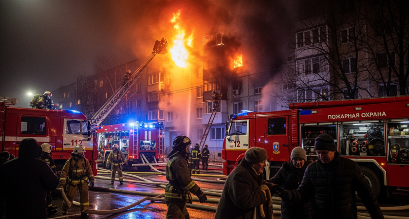 Двое пострадали: пожарные вывели 16 человек из горящей шестиэтажки на Пролетарском проспекте