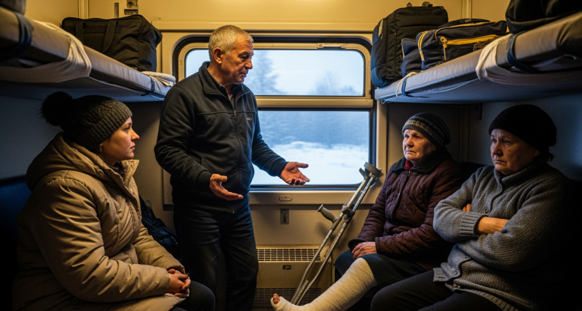 Пожилая пара зашла в купе и начала требовать нижние полки, хотя там сидела женщина с инвалидностью.