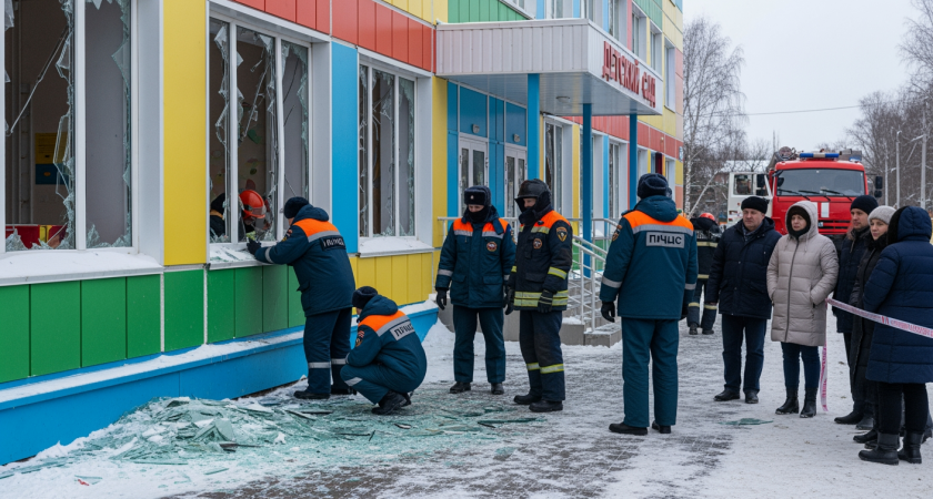 Обломки сбитого БПЛА разбили окна детсада в Туле: детей экстренно эвакуировали