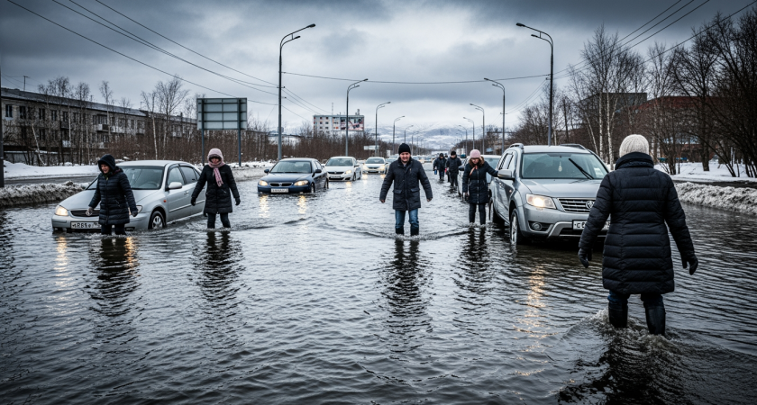 Снег, дождь и шторм: циклон на Камчатке утопил десятки машин и оставил 150 человек без света