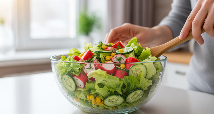 Классический салат с крабовыми палочками и кукурузой: делаю каждый Новый год за 5 минут - главное блюдо праздничного стола