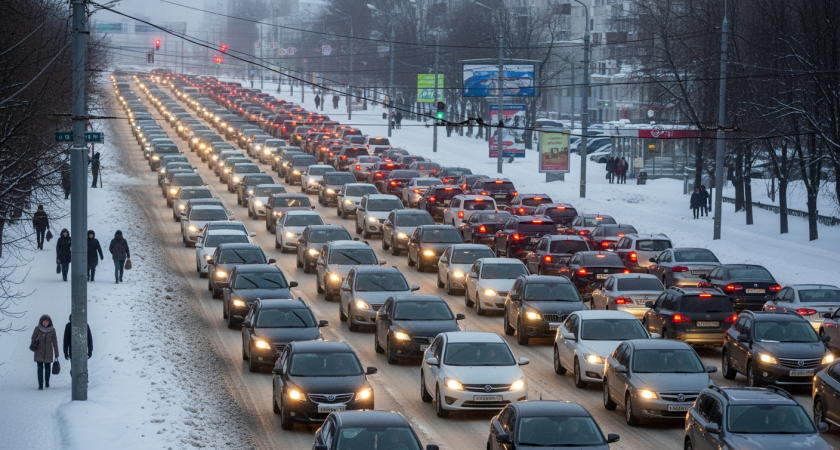 Челябинск парализован 10-балльными пробками: снег заблокировал Северо-Запад