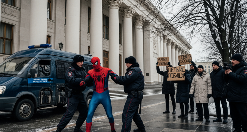 Человек-паука задержали у Верховного суда на слушаниях по делу Долиной