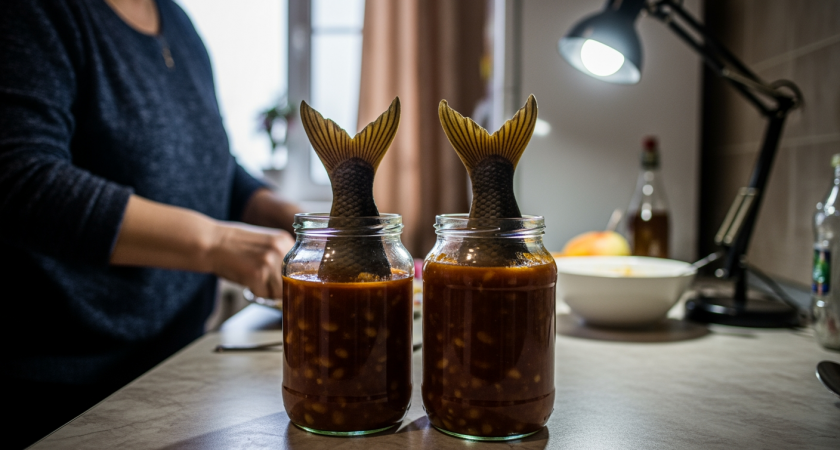 Селедка в банке, как из магазина: кладу рыбу целиком, заливаю рассолом - без консервантов и добавок