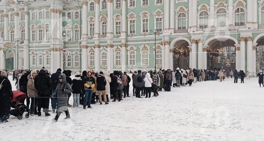 Эрмитаж осадили километровые очереди несмотря на морозы и снег