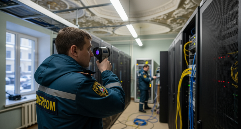 В серверной Эрмитажа вспыхнуло короткое замыкание: 24 спасателя работали 36 минут