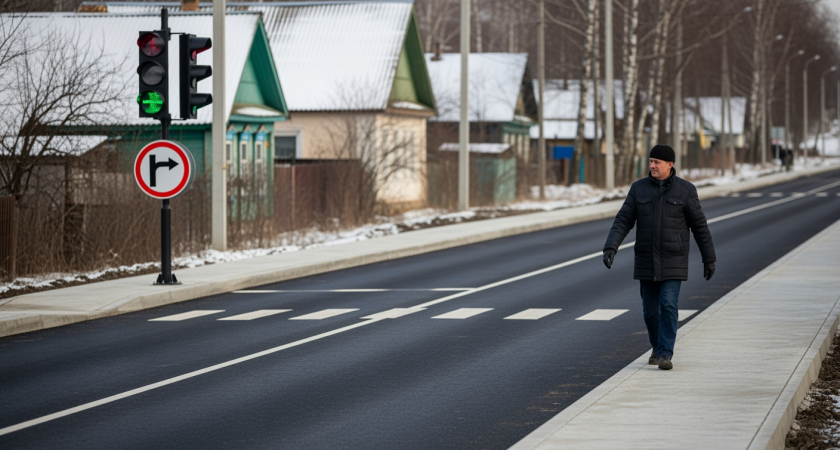Кирпичная в Брянске: новый асфальт, тротуары и светофоры вместо разбитой дороги