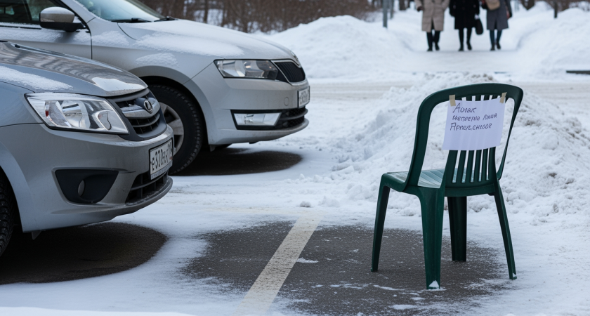 Стул вместо ледяного боя: москвич придумал необычный способ защитить свою парковку