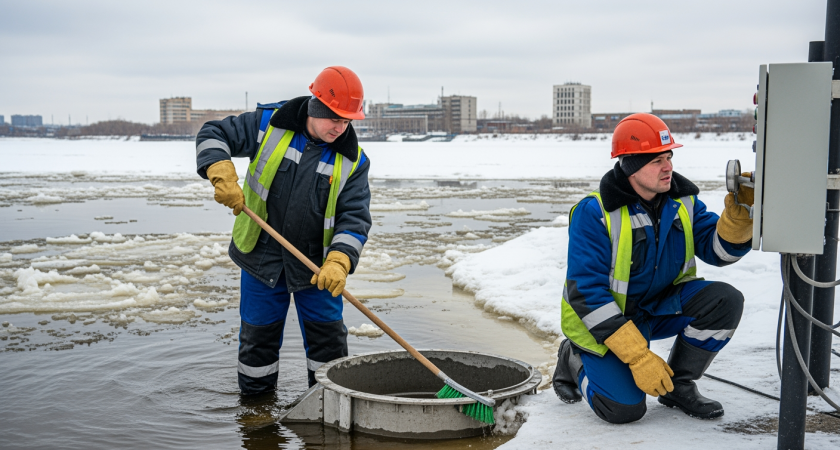 Ледовая «каша» в Волге забила водозаборы: в двух районах Волгограда запустили резервные насосы