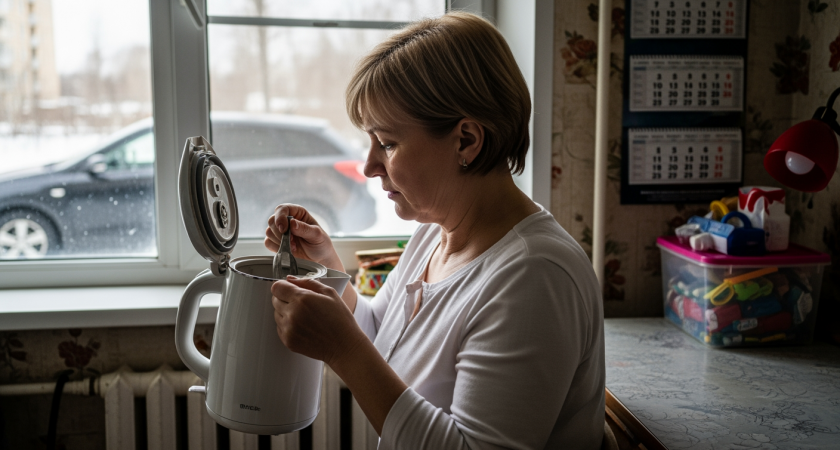 Одна столовая ложка на литр воды — и накипь исчезает с чайника бесследно, как по волшебству