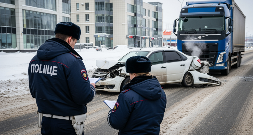 Toyota Chaser на полной скорости врезался в припаркованный тягач у «Сити Молла»