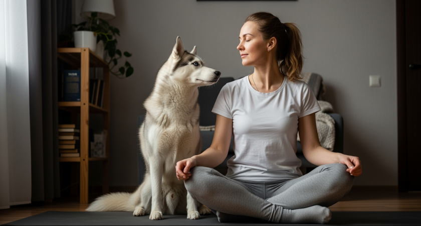 Хвостатый дзен: как хаски Джесс стала инструктором йоги в Коломне и покорила местных жителей