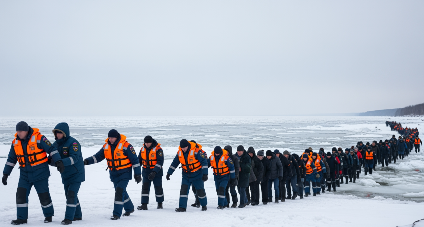 43 рыбака спасены с дрейфующей льдины у берегов Сахалина, операция продолжается