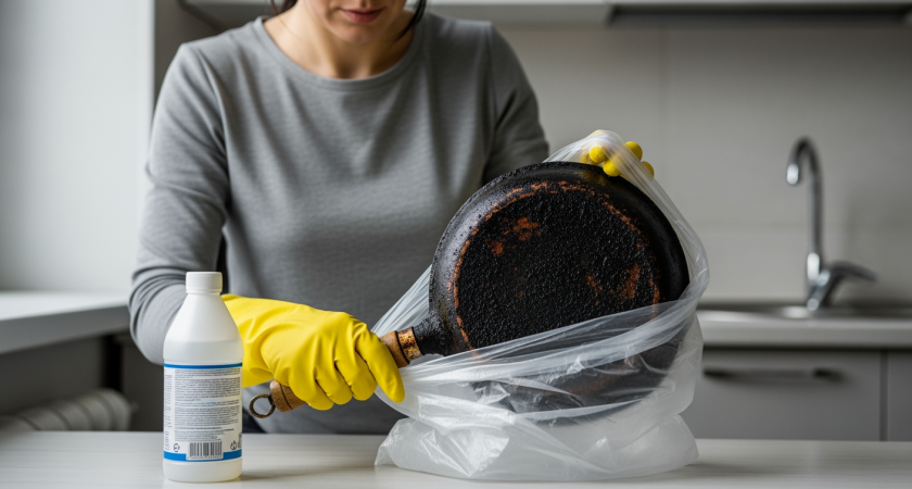 Пакет и пять минут — простой лайфхак, после которого сковородка засияет как в рекламе без капли усилий