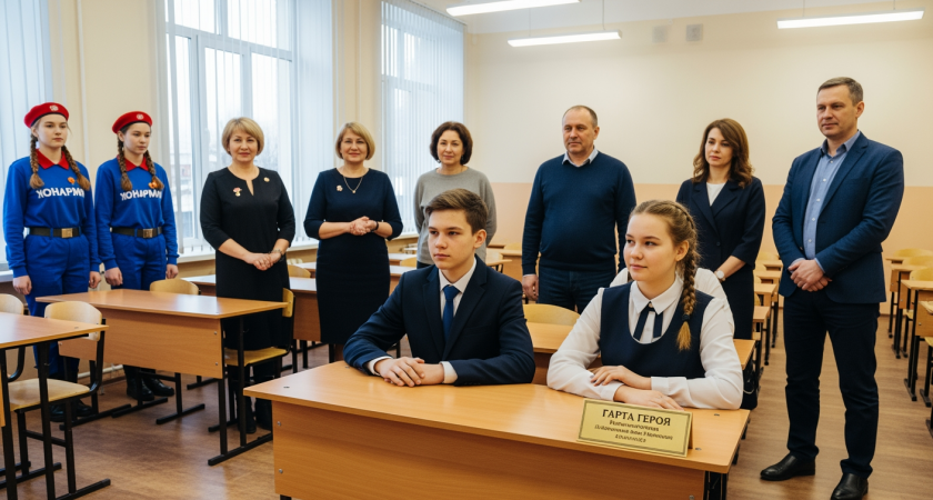 В школе открыли Парту Героя в память о погибшем выпускнике