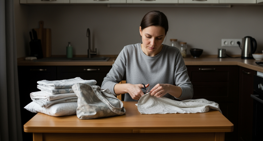 Старое постельное белье превращается в 15 незаменимых вещей для дома за полчаса