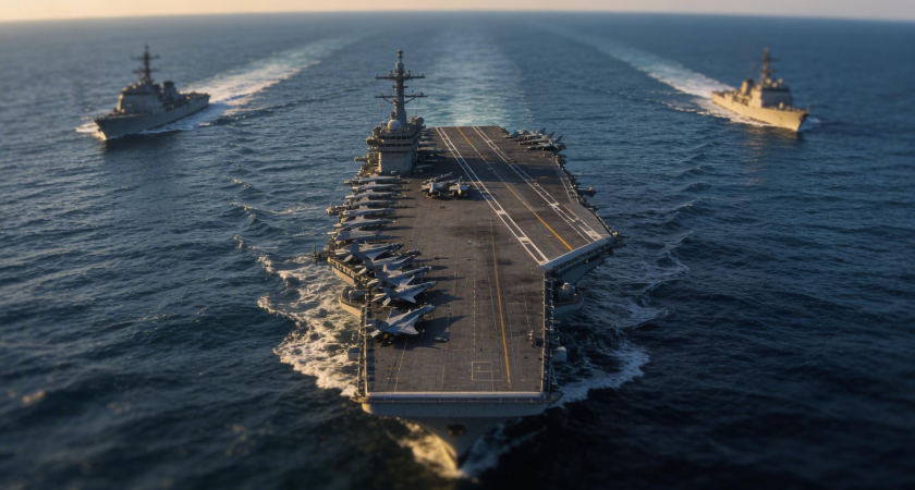 Американский авианосец «Авраам Линкольн» бежал после ракетного удара Ирана