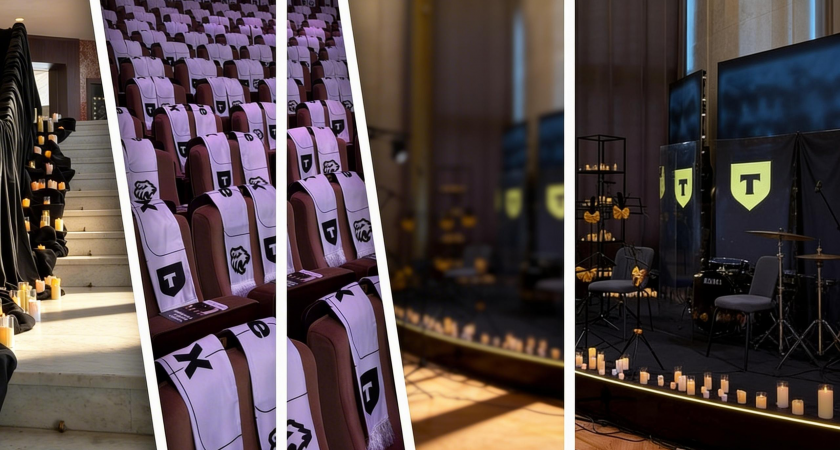 Челябинский театр драмы превратили в хоккейную арену со свечами и шарфами