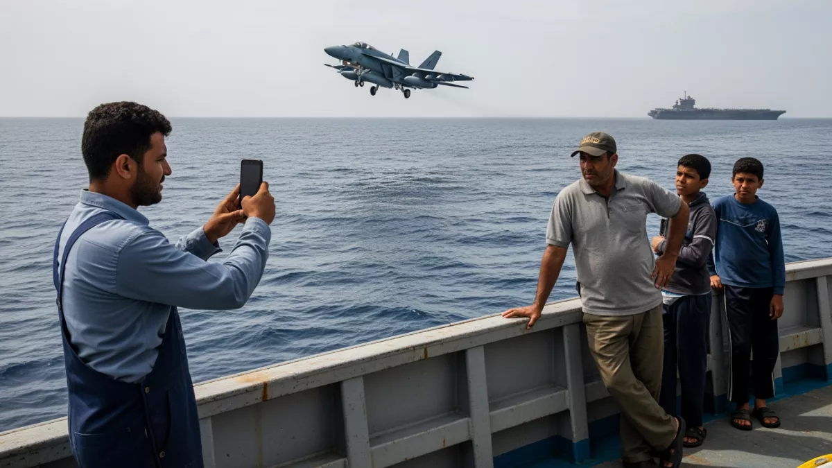 Рыбаки сняли неудачную посадку истребителя на авианосец США