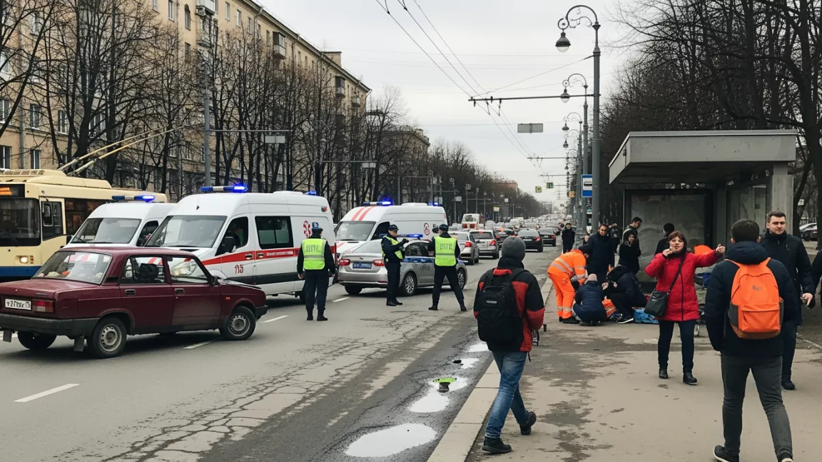 Несколько скорых съехались к «Технологическому»: машина протаранила остановку